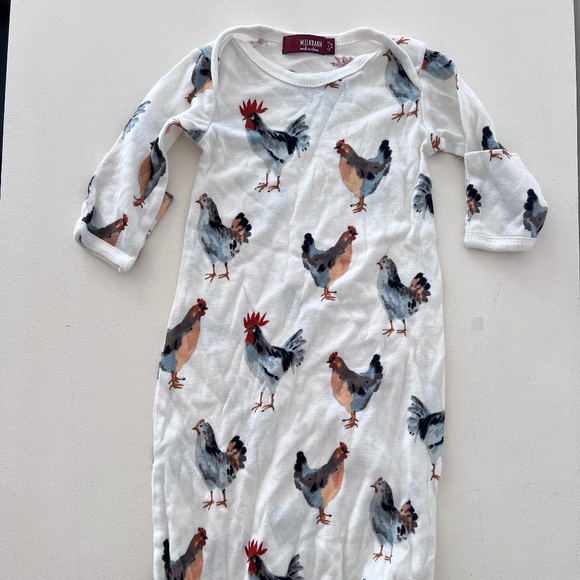 Milkbarn Chicken and Rooster baby pajamas Sleep gown 0-3 months - Picture 1 of 4